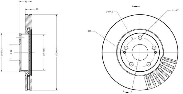 METZGER 6110276: Disco de freno Eje delantero, izquierda, Eje delantero, derecha, Ø: 294mm, ventilación interna, Ø: 294mm, barnizado, Lijado en cruz