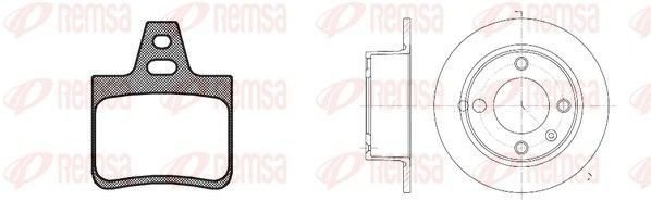 REMSA 8102.00: Kit de discos de freno y pastillas Eje trasero, Ø: 224mm, macizo