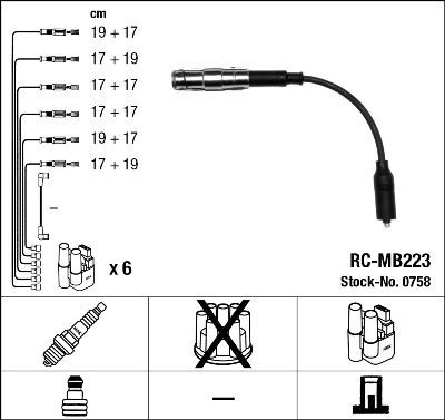NGK 0758: Kit cavi candele nero
