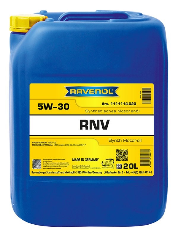 RAVENOL 1111114-020-01-999: Olio motore RAVENOL RNV SAE 5W-30 20l, 5W-30 RNV