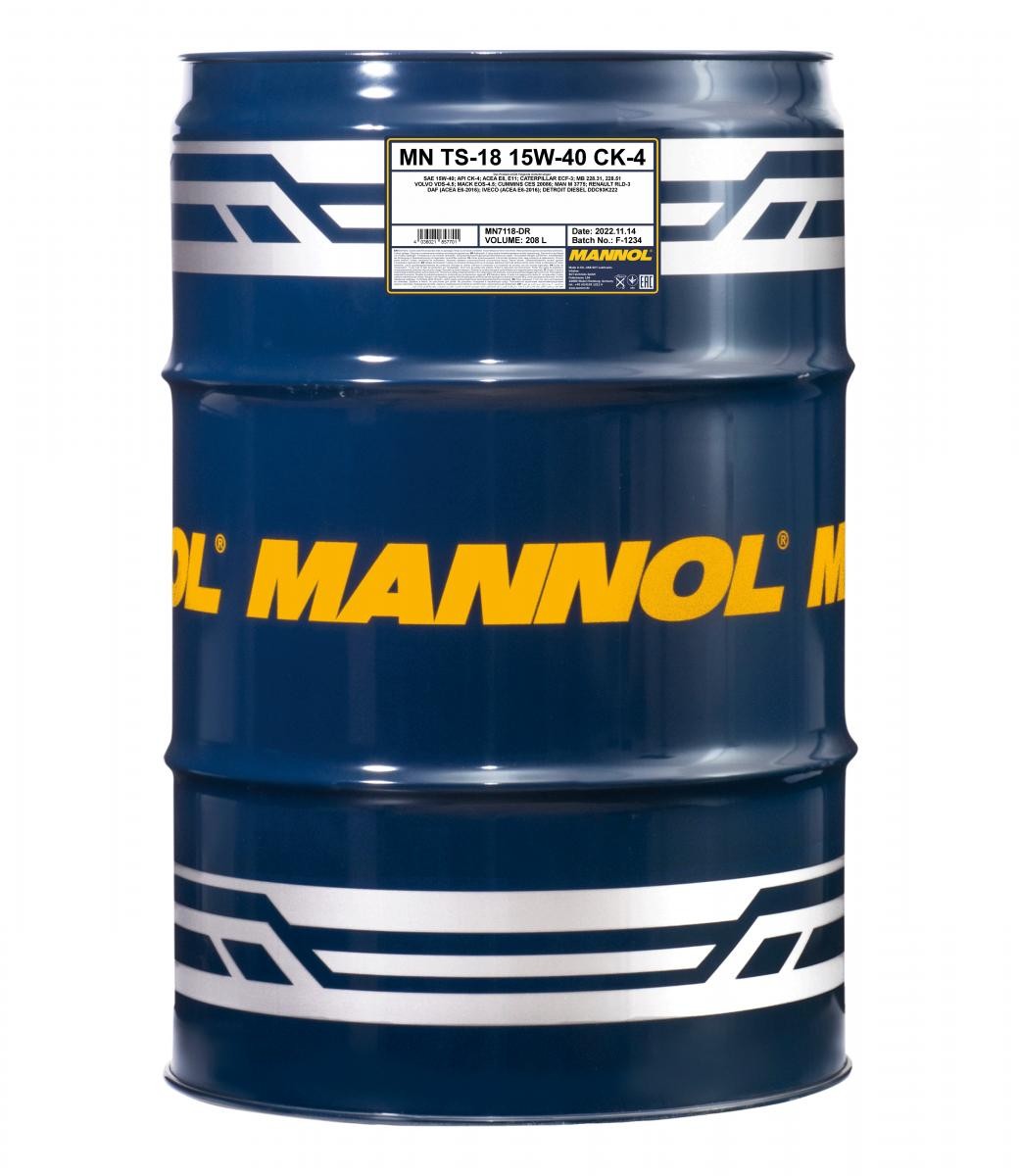 MANNOL MN7118-DR: Motoröl 208l, 15W-40 TS-18, SHPD