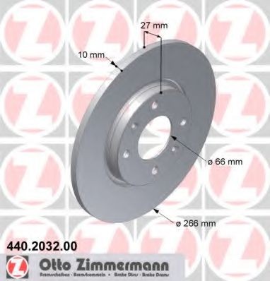 ZIMMERMANN 440.2032.00: Disco de freno Ø: 266mm, macizo, Ø: 266mm