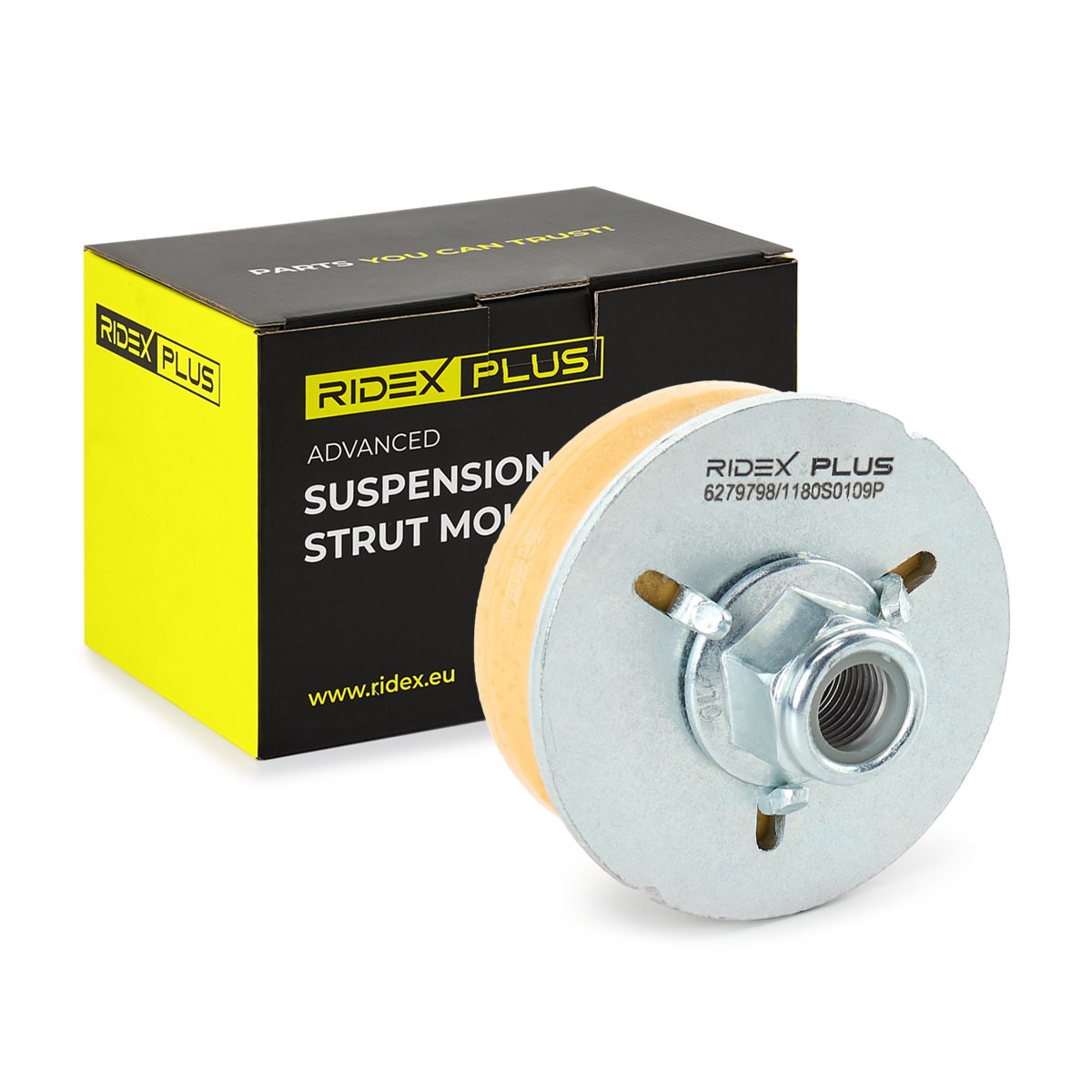 RIDEX PLUS 1180S0109P: Copela de amortiguador Eje trasero izquierda, Eje trasero, derecha, arriba