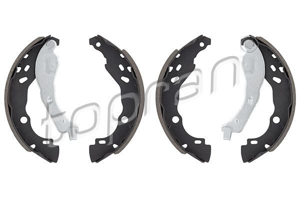 TOPRAN 700 607: Juego de zapatas de frenos Eje trasero, con palanca, sin material de sujeción, con instrucciones de montaje, con marca de control E