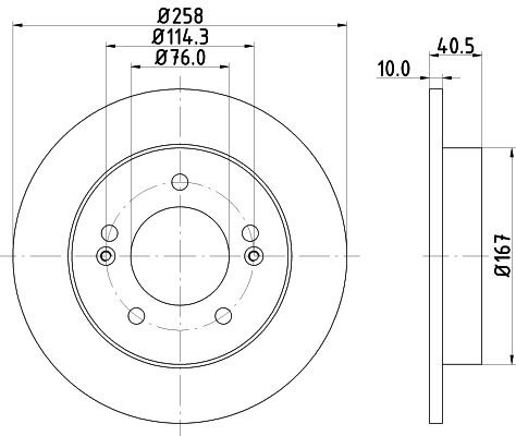 MINTEX MDC2239: Brzdový kotúč Ø: 258mm, plný, Ø: 258mm, bez náboja kolesa, bez ložiska kolesa, bez skrutiek upevnujucich koleso