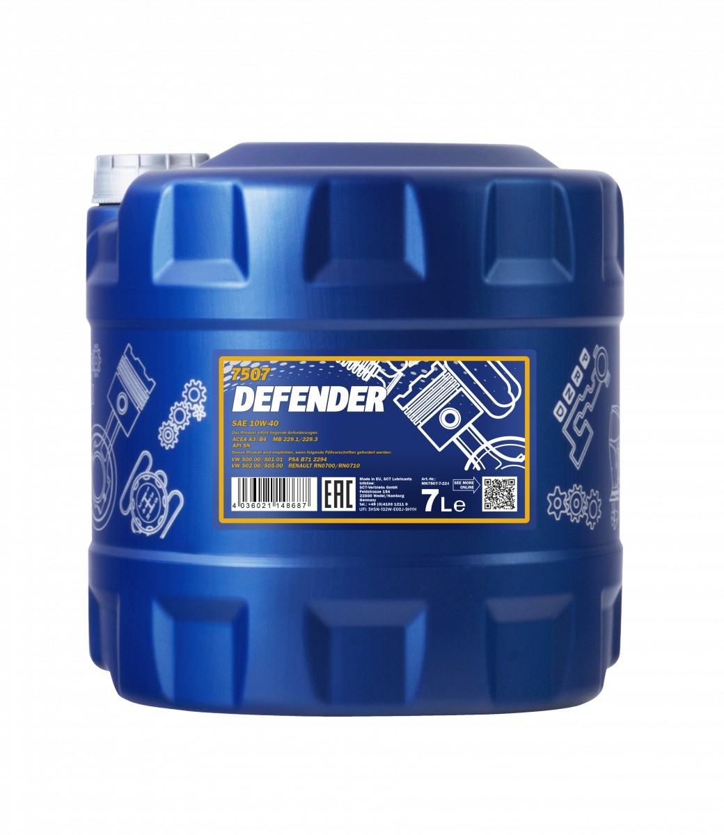 MANNOL MN7507-7: Olio motore 7l, 10W-40 Defender